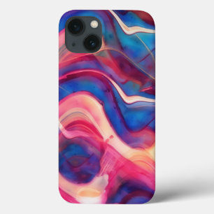 Färglöst Rosa och Blue Marble Art Phone Case