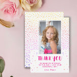 Färglöst Rosa Stars Birthday Kids Girl Photo Tack Kort<br><div class="desc">Färglös Rosa Stars Birthday Kids Girl Photo Tackto You Card. Tack för din rosa-födelsedag för dina vänner och din familj. Ladda upp fotot och anpassa kortet med ditt namn och din text. Kortet har färgstarka stjärnor och fläckar. Underbart som tack för att du fick kort för flickor.</div>