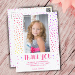 Färglöst Rosa Stars Girl Birthday Tack Vykort<br><div class="desc">Färdigt Rosa Stars Girl Birthday Tack Postcard. Tack för din rosa-födelsedag för dina vänner och din familj. Ladda upp fotot och anpassa kortet med ditt namn och din text. Kortet har färgstarka stjärnor och fläckar. Underbart som tack för att du fick kort för flickor.</div>