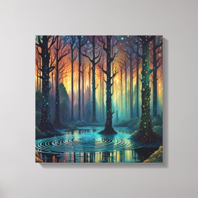 Färglöst skog liggande Modern Digital Art Canvastryck (Framsida)