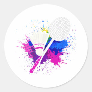 Färglöst skytteluppsättning _ Badminton Player Runt Klistermärke