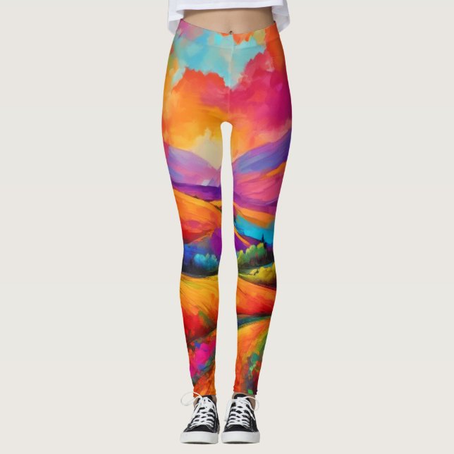 Färglöst solnedgång liggande liggande liggande mål leggings (Framsida)