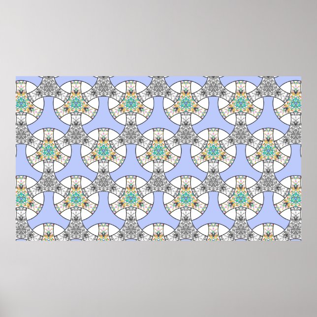 Färglöst, sömlös mosaiksammanflätande rand patte poster (Framsidan)