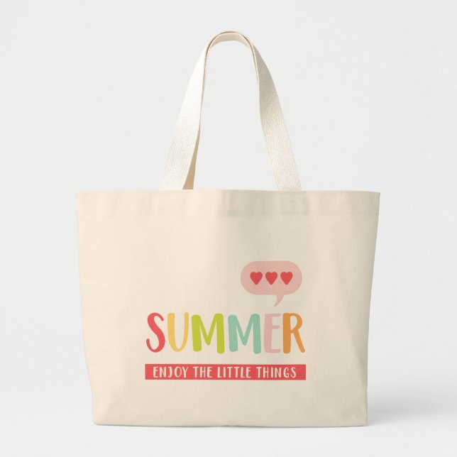 Färglöst SOMMER | Njut av lilla Sak Ord Art Jumbo Tygkasse (Framsidan)