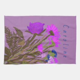 Färglöst Söt Vår blommor + Anpassat namn Kökshandduk