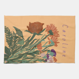 Färglöst Söt Vår blommor + Anpassat namn Kökshandduk