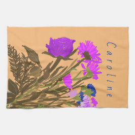 Färglöst Söt Vår blommor + Anpassat namn Kökshandduk