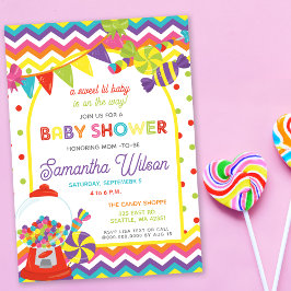 Färglöst sötad Roligt Kandy Theme Baby Shower Inbjudningar