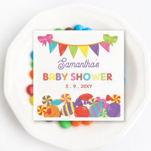 Färglöst sötad Roligt Kandy Theme Baby Shower Pappersservett