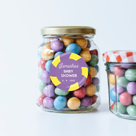 Färglöst sötad Roligt Kandy Theme Baby Shower Runt Klistermärke