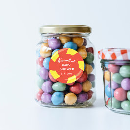 Färglöst sötad Roligt Kandy Theme Baby Shower Runt Klistermärke