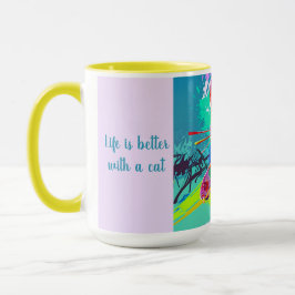 Färglöst Stilized Abstrakt-popup-katt Anpassa Kaffemugg