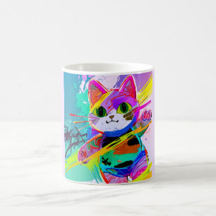Färglöst Stilized Abstrakt-popup-katt Anpassa Kaffemugg