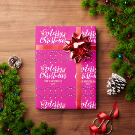 Färglöst String Ljus Namn Rosa Jul vid jul Presentpapper