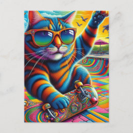 Färglöst stripe-kattbordning vykort