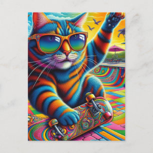 Färglöst stripe-kattbordning vykort