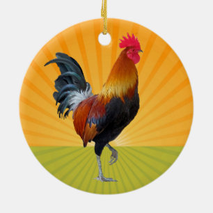 Färglöst strykande Tupp-ornament Julgransprydnad Keramik