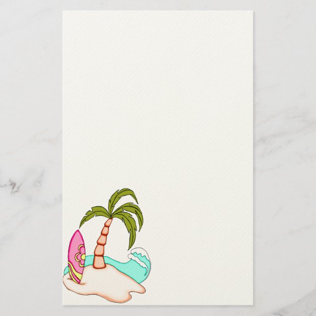 Färglöst Surfboard Island 2 Stationery Brevpapper (Framsida)
