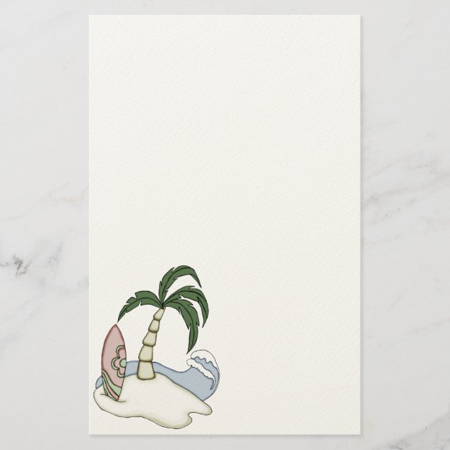 Färglöst Surfboard Island 5 Stationery Brevpapper (Framsida)