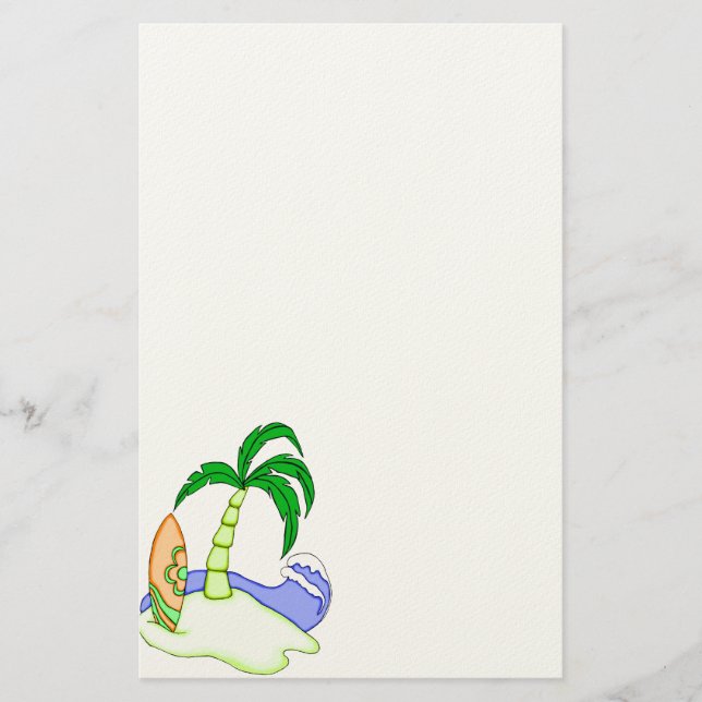 Färglöst Surfboard Island 6 Stationery Brevpapper (Framsida)