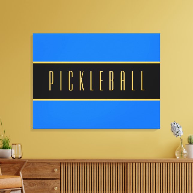 Färglöst svart, blå, svart, PICKLEBALL Rand Canvastryck (Insitu (Vardagsrum))