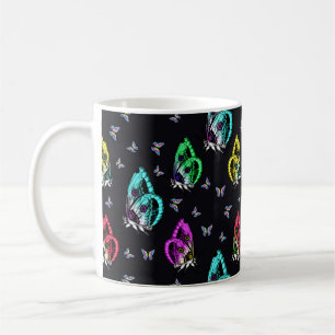 Färglöst svart fjäril Mönster-design Kaffemugg