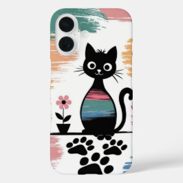 Färglöst svart katt iphone case - Cute Gift
