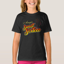 Färglöst Sweet sixteen med Namn i Gult T Shirt