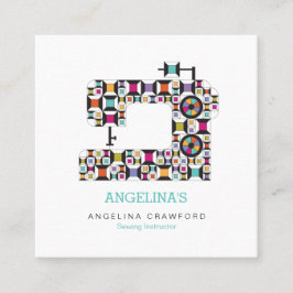 Färglöst sydd Maskin Quilt Mönster Fyrkantigt Visitkort