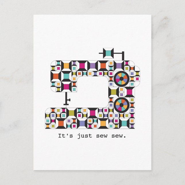 Färglöst sydd Maskin Quilt Mönster Vykort (Framsida)