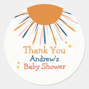 Färglöst Tack för Retro Sunshine Baby Shower Runt Klistermärke