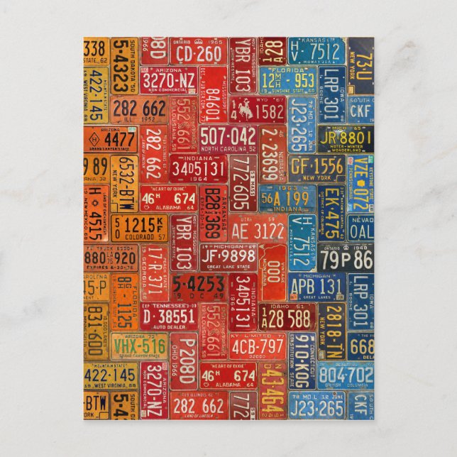 Färglöst Tallrikar från hela 50 stater Vykort (Framsida)