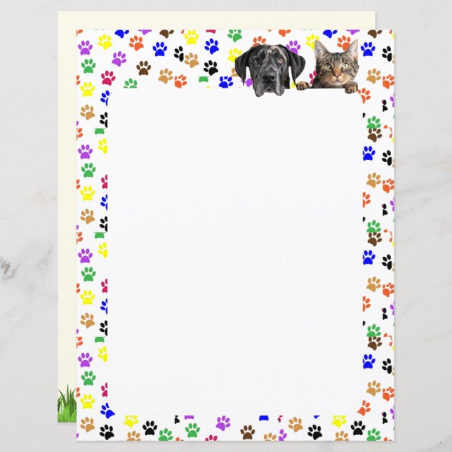 Färglöst Tass avtryck med Hund och Kat 8,5 x 11 (Fram/baksida)