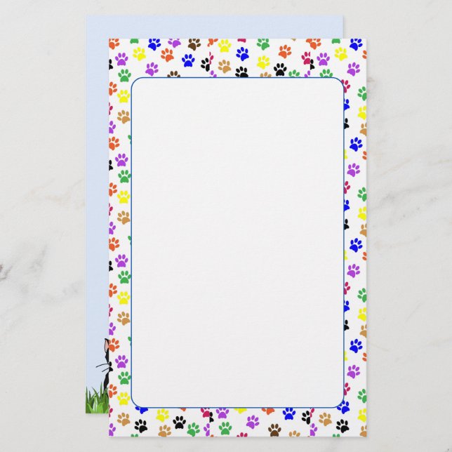 Färglöst Tass avtryck med Hund- och kattmellanrum Brevpapper (Fram/baksida)