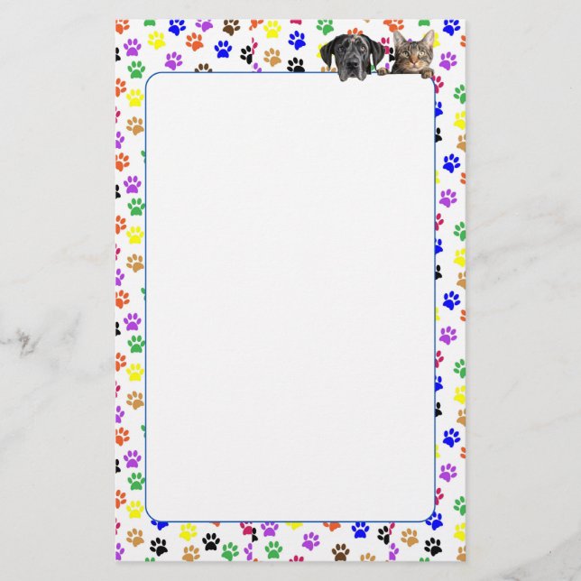 Färglöst Tass avtryck med Hund- och kattmellanrum Brevpapper (Framsida)