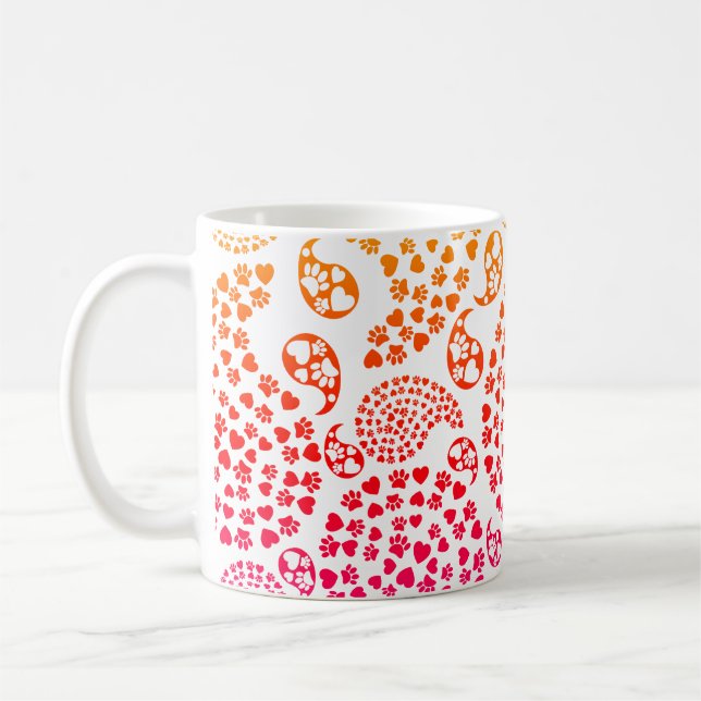 Färglöst Tass och Hund och Paisley-utskrift Kaffemugg (Vänster)