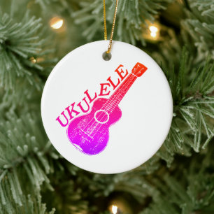 Färglöst text och bild från Ukulele Julgransprydnad Keramik