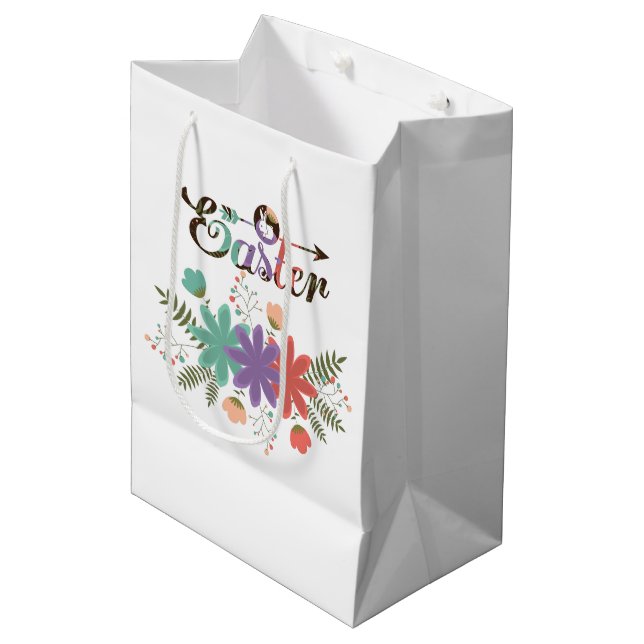 Färglöst text Påsk och färgade blommor (Framsidan Vinklad)