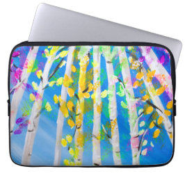 Färglöst Träd med Neon Löv-färgfärg Laptop Sleeve