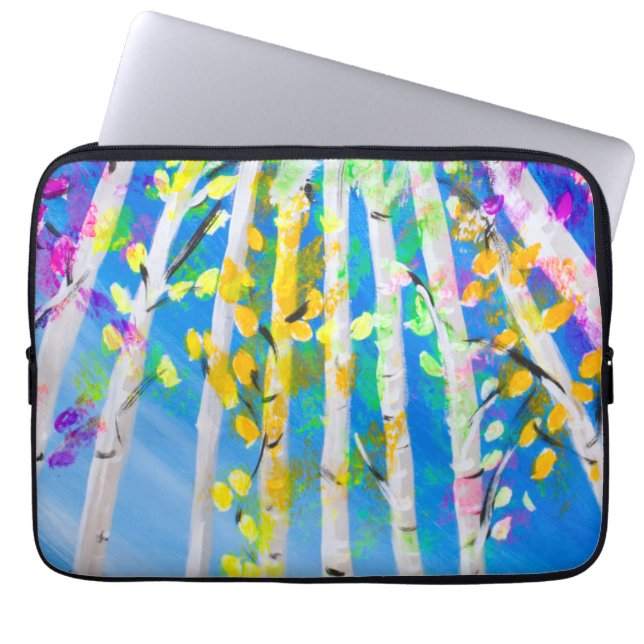 Färglöst Träd med Neon Löv-färgfärg Laptop Sleeve (Framsidan)