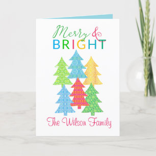 Färglöst Träd Merry & Bright-julkort Helgkort