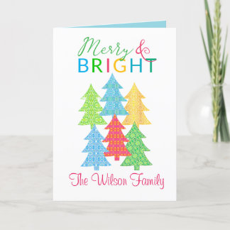 Färglöst Träd Merry & Bright-julkort Helgkort