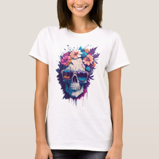 Färglöst trendig med solglasögon och blommor t shirt
