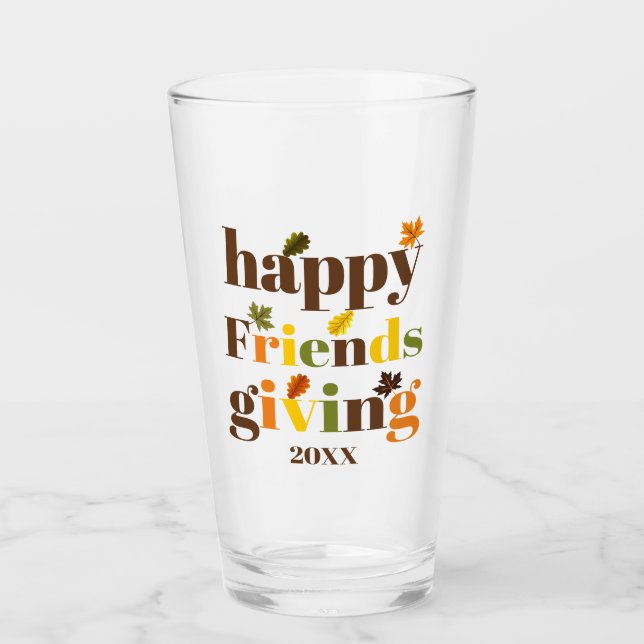Färglöst typografi och löv Friendsgiving fall Glaskopp (Framsida)