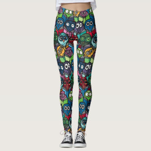 Färglöst Uggla-läsning, kallt, sömlöst Mönst Leggings