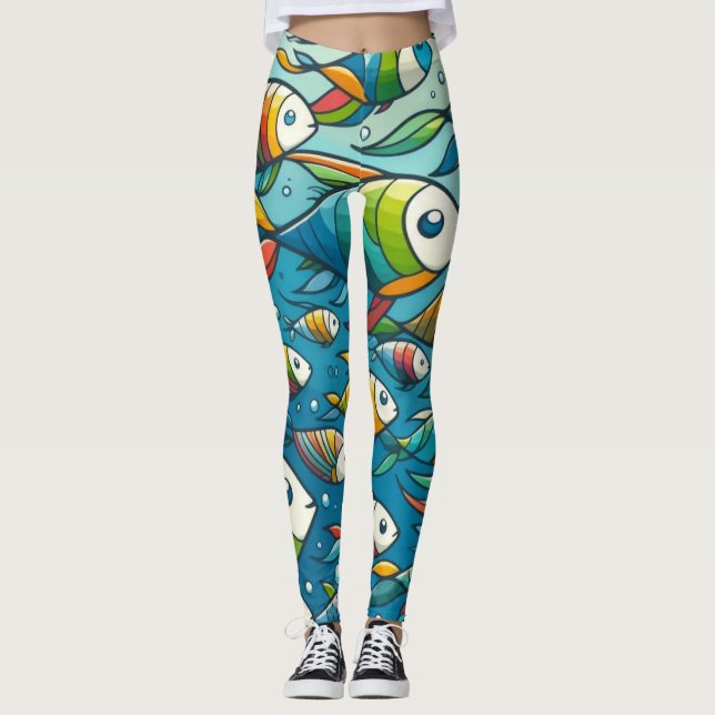 Färglöst undervattensfisk leggings (Framsida)