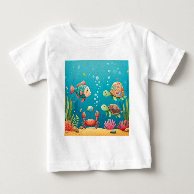 Färglöst undervattenskrabba Turtle Sjögräs T Shirt (Framsida)