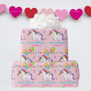 Färglöst Unicorn Birthday Personalize Namn & Age Presentpapper