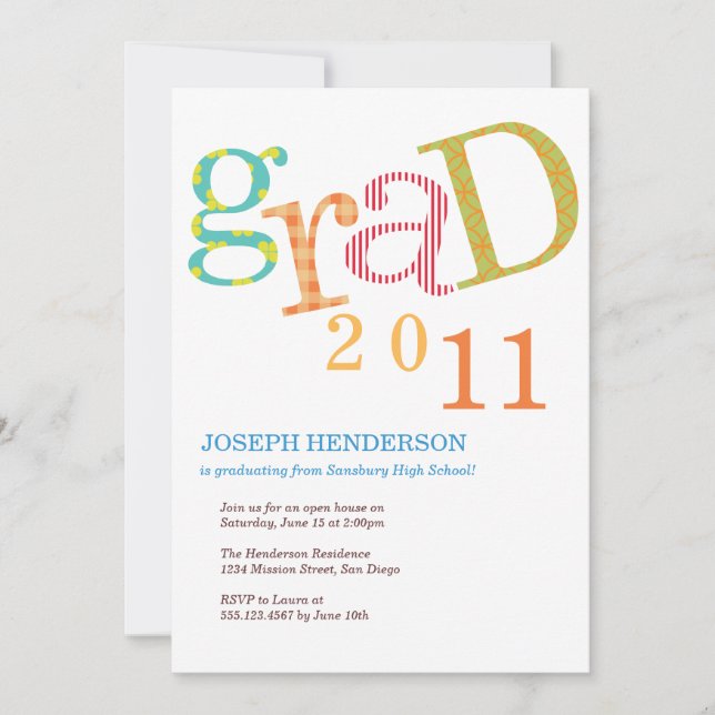 Färglöst upphetsning av studenten-klass inbjudningar (Framsida)