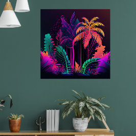 Färglöst utskrift av Tropical Handflatan Träd Wall Poster
